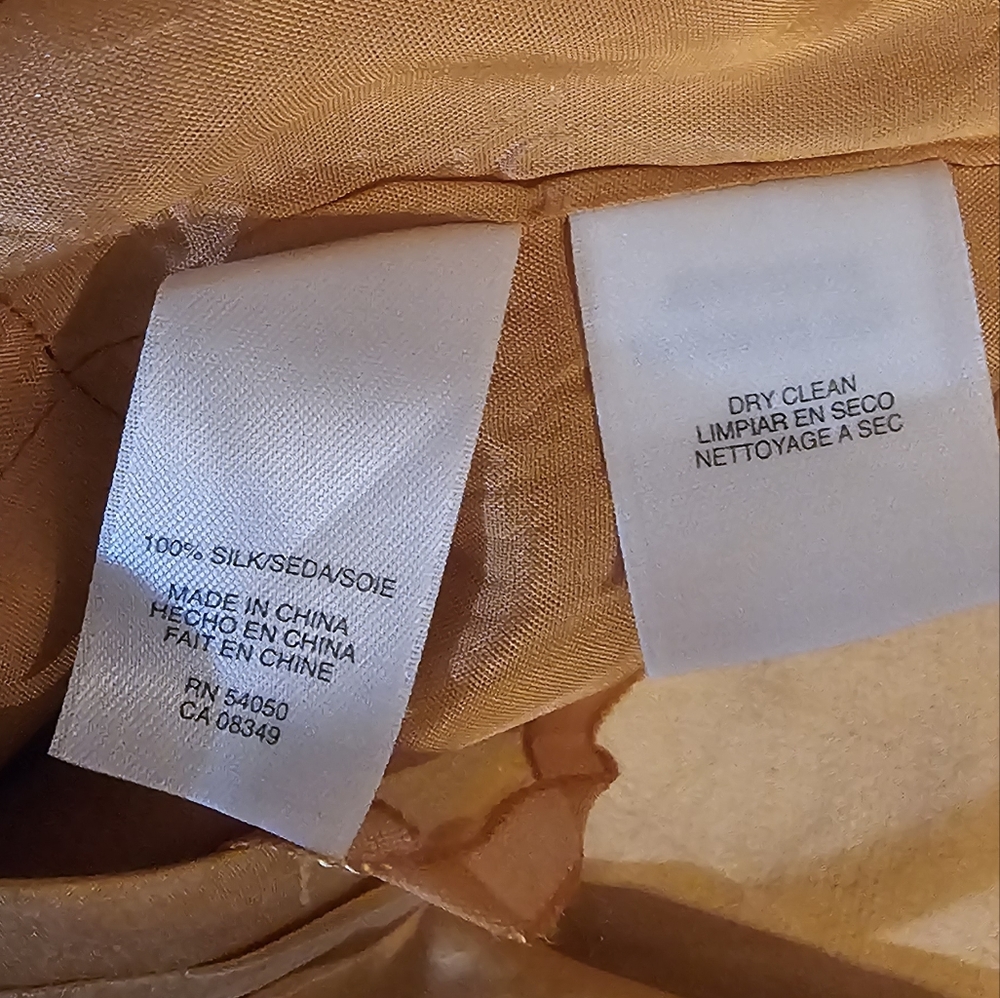 Anne Klein Mustard dress small 100% Silk - Picture 15 of 15